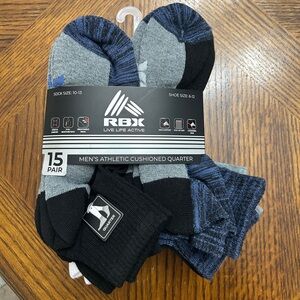 NWT RBX Men's Cushioned Athletic quarter Socks 15 pairs